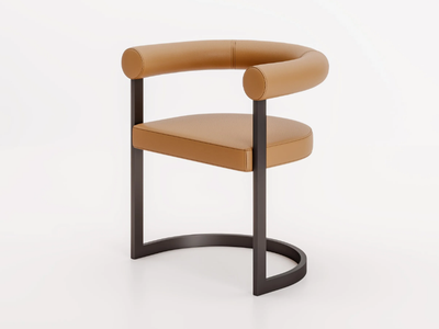DHARMA - Leather chair with armrests _ Ronda Design
