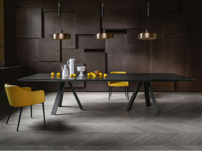 KI XL - Rectangular wooden table with metal base _ Ronda Design