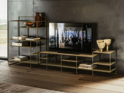 LEVIA - Metal TV cabinet with shelves _ Ronda Design