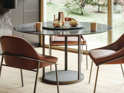 TWIRL - Round dining table with metal base _ Ronda Design