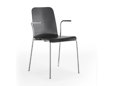 ATICON - Stackable wood veneer chair with armrests _ Rosconi