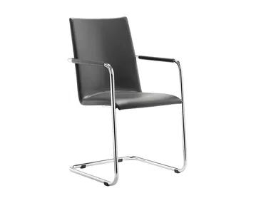 LOGOCHAIR SWING - Stackable leather chair with armrests _ Rosconi