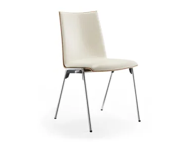 LOGOCHAIR - Upholstered stackable leather chair _ Rosconi