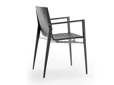 TENDO - Upholstered leather chair with armrests _ Rosconi