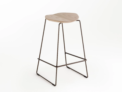 DUET - Sled base high stool with footrest _ Ross Gardam