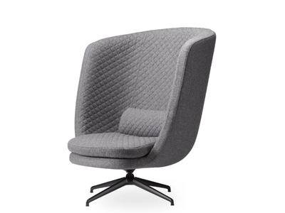 CLEO METAL - Swivel trestle-based fabric armchair high-back _ ROSSIN