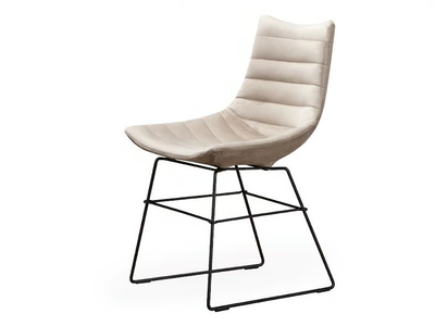 LUC SOFT - Sled base upholstered leather chair _ ROSSIN