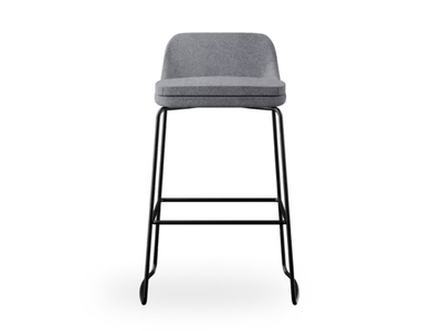 SOFIE - Sled base fabric stool with footrest _ ROSSIN