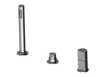 BORGIA 89028B - Deck mounted 3 hole stainless steel bathtub tap with hand shower _ Rubinetterie Frattini