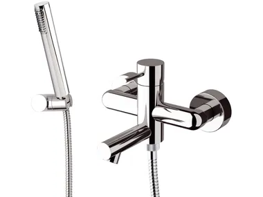 ULTRAMINIMAL - 2 hole wall-mounted brass bathtub set with hand shower _ Rubinetterie Mariani