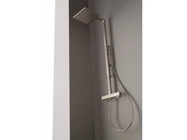 X-CHANGE_MONO - Wall-mounted brass shower panel with overhead shower _ Rubinetterie Treemme