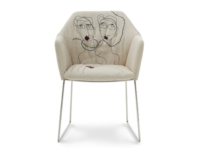 NEW YORK BY MARRAS - Sled base fabric chair with armrests _ Saba Italia