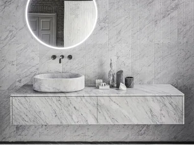 BALNEA - Wall-mounted sectional marble vanity unit with drawers _ Salvatori