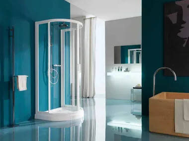 AMERICA - Semicircular shower cabin with tray _ Samo