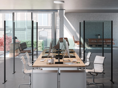 HALT COVID - Glass office screen / protective barrier _ Samo