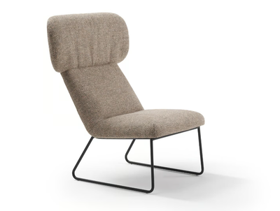ELLE - Contemporary style sled base wing fabric armchair _ Sancal