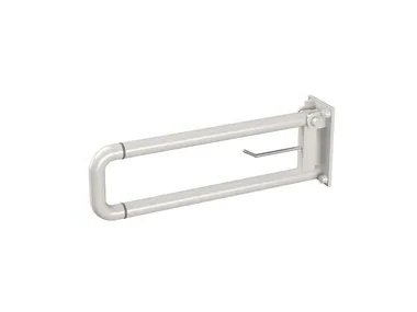 640/840-NY - U-shaped folding extruded aluminium grab bar with paper holder _ Saniline
