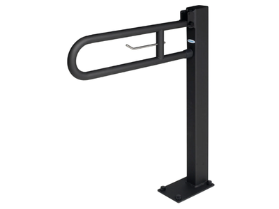 660-SF - U-shaped folding steel grab bar with paper holder _ Saniline