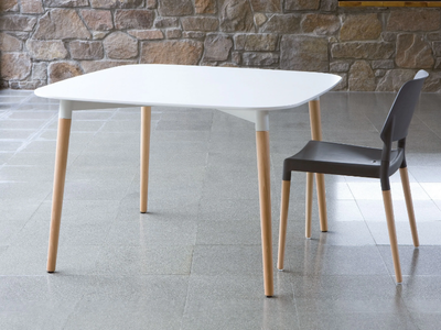 BELLOCH - Metallic structure table with natural beech wood legs _ Santa & Cole