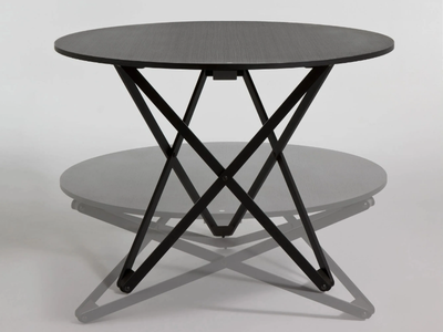 SUBEYBAJA - Height-adjustable round oak coffee table _ Santa & Cole