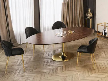 GLAM - Macassar ebony oval table and metal base _ Scandal