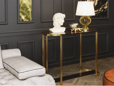 MOON - Metal console with Macassar ebony shelves _ Scandal