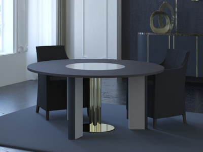 MOON - Round wood and glass table _ Scandal