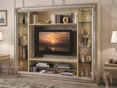 35TH ANNIVERSARY 2900 - Wood and glass TV cabinet with shelves _ SCAPPINI & C