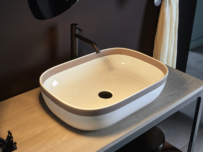 GLAM SFERE FASCIA - Countertop rectangular ceramic washbasin _ Scarabeo Ceramiche
