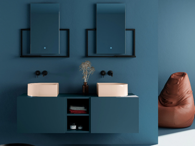 PICTURE - Wall-mounted double vanity unit _ Scarabeo Ceramiche
