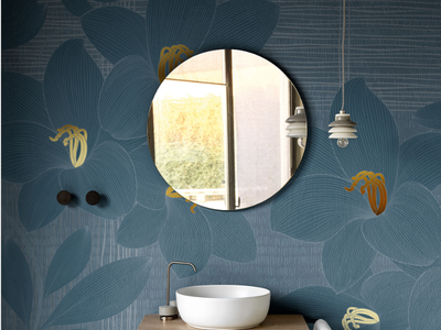 PO105 - Bathroom wallpaper with floral pattern _ Scarabeo Ceramiche