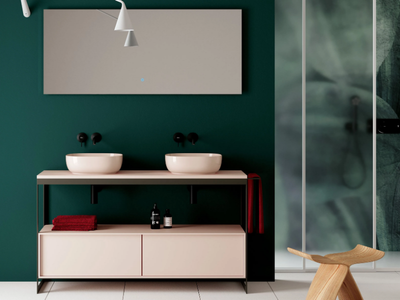 SOLID - Double metal vanity unit with towel rail _ Scarabeo Ceramiche