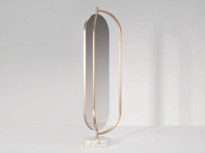 GIOVE - Freestanding swivel oval marble mirror _ Secolo