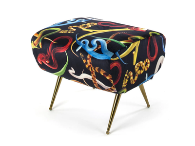 SNAKES - Upholstered fabric footstool _ seletti