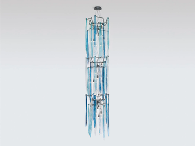 WATERFALL STRAW TRIPLE - Handmade bronze pendant lamp _ Serip