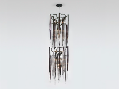 WATERFALL STRAW TWIN - Handmade bronze pendant lamp _ Serip