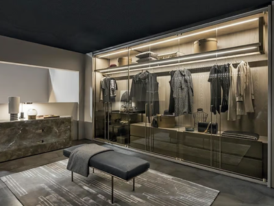 FREEDOM - Sectional wood and glass wardrobe _ Shake