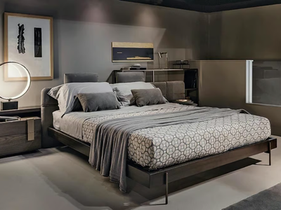MESH - Wooden double bed with upholstered headboard _ Shake