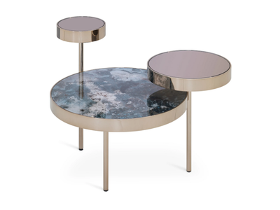 ORBITAL - Round metal coffee table with Vetrite top _ Sicis