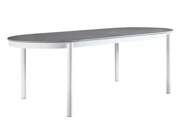 OUTLINE - Oval glass and aluminium garden table _ Sifas