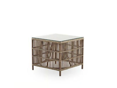 DONATELLO - Square rattan coffee table with glass top _ Sika Design