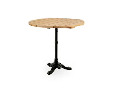 LYON - Round teak and cast iron garden table _ Sika Design
