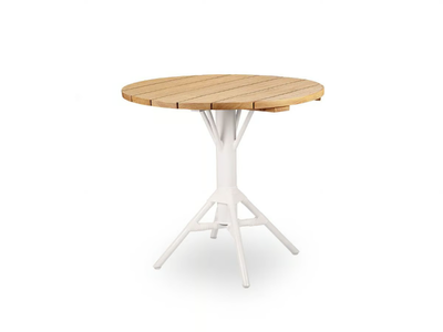 NICOLE - Round aluminium and wood table with 4-star base _ Sika Design