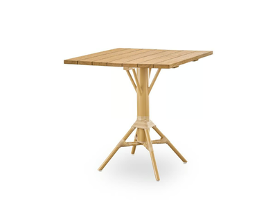 NICOLE - Square aluminium and wood table with 4-star base _ Sika Design