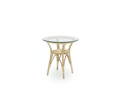 TONY - Round rattan and glass high side table _ Sika Design