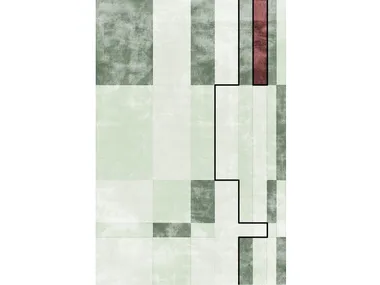 FACE RELOADED GREEN - Custom handmade Bamboo silk rug with geometric shapes _ Sirecom Tappeti