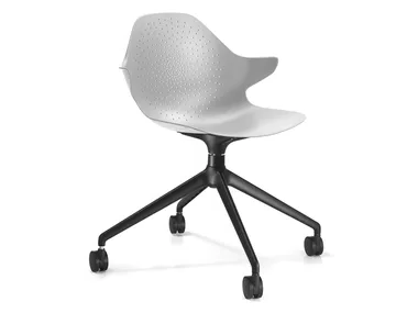 KLERA - Swivel die cast aluminium chair with castors and armrests _ SITIA