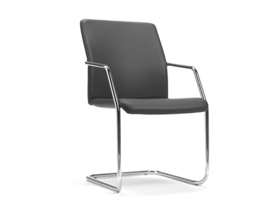 TEMPO - Cantilever leather chair with armrests _ SITIA