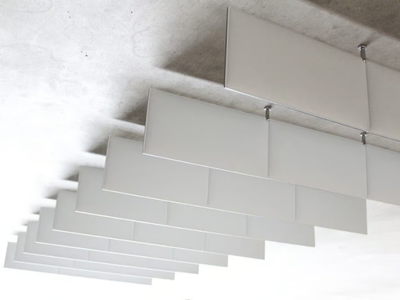 ECODESK FLAG - Fireproof polyester fibre acoustic baffles _ Slalom