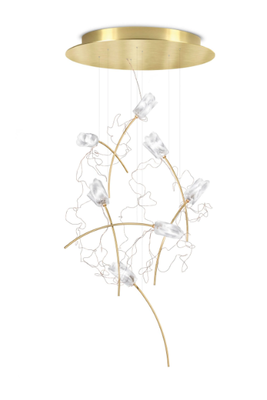 TULIP ROUND - LED pendant lamp in brass and Lentiflex _ Slamp